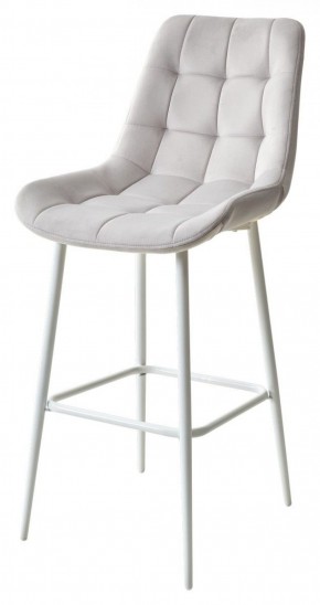 Барный стул ХОФМАН, цвет H-09 Светло-серый, велюр / белый каркас М-City в Серове - serov.ok-mebel.com | фото 1