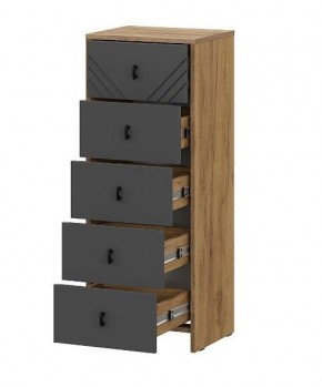 БАЙКАЛ Комод (5 ящиков) Графит/Дуб золотой в Серове - serov.ok-mebel.com | фото 2