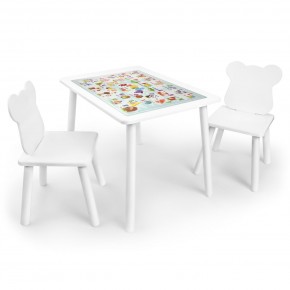Детский комплект стол и два стула Мишка Rolti Baby с накладкой Алфавит (белая столешница/белое сиденье/белые ножки) в Серове - serov.ok-mebel.com | фото