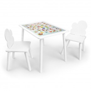 Детский комплект стол и два стула Облачко Rolti Baby с накладкой Алфавит (белая столешница/белое сиденье/белые ножки) в Серове - serov.ok-mebel.com | фото