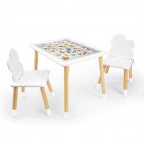 Детский комплект стол и два стула Облачко Rolti Baby с накладкой Алфавит (белая столешница/белое сиденье/береза ножки) в Серове - serov.ok-mebel.com | фото