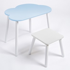 Детский комплект стол ОБЛАЧКО  и табурет Rolti Baby (голубая столешница/белое сиденье/белые ножки) в Серове - serov.ok-mebel.com | фото