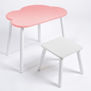 Детский комплект стол ОБЛАЧКО  и табурет Rolti Baby (розовая столешница/белое сиденье/белые ножки) в Серове - serov.ok-mebel.com | фото