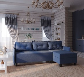 Диван-кровать угловой Киркас синий, ткань рогожка в Серове - serov.ok-mebel.com | фото 2