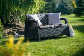 Диван пластиковый Корфу (Corfu love seat) графит в Серове - serov.ok-mebel.com | фото 2