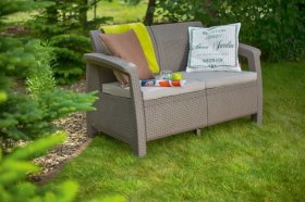 Диван пластиковый Корфу (Corfu love seat) капучино - песок в Серове - serov.ok-mebel.com | фото 2