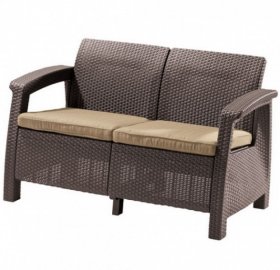 Диван пластиковый Корфу (Corfu love seat) коричневый - серо-бежевый* в Серове - serov.ok-mebel.com | фото 2