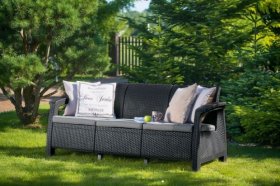 Диван пластиковый Корфу Макс (Corfu love seat max) графит в Серове - serov.ok-mebel.com | фото 2