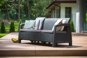 Диван пластиковый Корфу Макс (Corfu love seat max) графит в Серове - serov.ok-mebel.com | фото 3