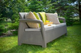 Диван пластиковый Корфу Макс (Corfu love seat max) капучино - песок в Серове - serov.ok-mebel.com | фото 3