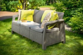 Диван пластиковый Корфу Макс (Corfu love seat max) капучино - песок в Серове - serov.ok-mebel.com | фото 4