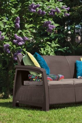 Диван пластиковый Корфу Макс (Corfu love seat max) коричневый в Серове - serov.ok-mebel.com | фото 2