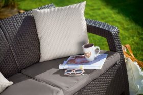 Диван пластиковый Корфу Макс (Corfu love seat max) коричневый в Серове - serov.ok-mebel.com | фото 3