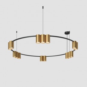 DK4067-BK+SG Подвесной светильник ORBIT, IP20, 15xGU10 LED, до 15 Вт, черный + сатинированное золото, алюминий в Серове - serov.ok-mebel.com | фото