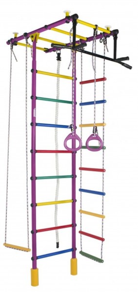 ДСК Атлант цв.фиолетовый радуга: турник, кольца, канат, трапеция, веревочная лестница в Серове - serov.ok-mebel.com | фото