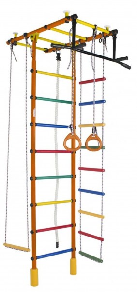 ДСК Атлант оранжевый радуга: турник, кольца, канат, трапеция, веревочная лестница в Серове - serov.ok-mebel.com | фото