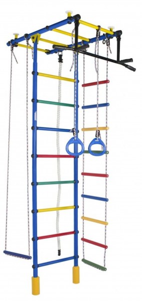 ДСК Атлант цв.синий радуга: турник, кольца, канат, трапеция, веревочная лестница в Серове - serov.ok-mebel.com | фото