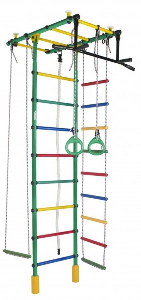 ДСК Атлант цв.зеленый радуга: турник, кольца, канат, трапеция, веревочная лестница в Серове - serov.ok-mebel.com | фото