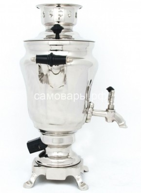 Электрический самовар из латуни никелированный на 1,5 литра форма "Тюльпан" с защитой от выкипания в Серове - serov.ok-mebel.com | фото 3