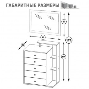 Камелия Комод + Зеркало, цвет белый, ШхГхВ 80х46,8х178 см., НЕ универсальная сборка в Серове - serov.ok-mebel.com | фото 5