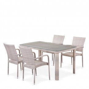 Комплект плетеной мебели T256C/Y376C-W85 Latte (4+1) + подушки на стульях в Серове - serov.ok-mebel.com | фото