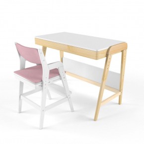 Комплект растущий стол и стул с чехлом 38 попугаев «Вуди» (Белый, Белый, Розовый) в Серове - serov.ok-mebel.com | фото 1