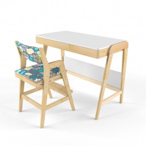 Комплект растущий стол и стул с чехлом 38 попугаев «Вуди» (Белый, Без покрытия, Салют) в Серове - serov.ok-mebel.com | фото 1
