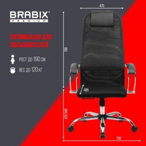 Кресло BRABIX PREMIUM "Ultimate EX-800" хром, плотная двойная сетка Х2, черное, 532911 в Серове - serov.ok-mebel.com | фото 6