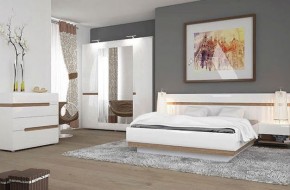 Кровать 160/TYP 92, LINATE ,цвет белый/сонома трюфель в Серове - serov.ok-mebel.com | фото 3