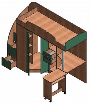 Кровать-чердак "Теремок-1 Гранд"  Дуб молочный/Венге в Серове - serov.ok-mebel.com | фото 3