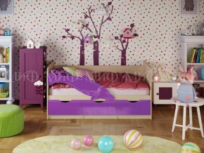 ДЕЛЬФИН-1 Кровать 1800 (Фиолетовый металлик/дуб крафт белый) в Серове - serov.ok-mebel.com | фото