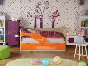 ДЕЛЬФИН-1 Кровать 1800 (Оранжевый металлик/дуб крафт белый) в Серове - serov.ok-mebel.com | фото