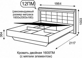 Кровать двуспальная 1.6 с ПМ Люмен 12 в Серове - serov.ok-mebel.com | фото