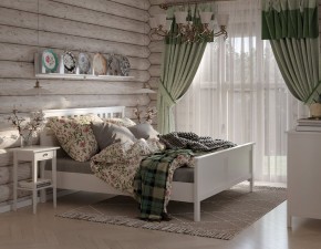 Кровать Кантри двухспальная 160х200, массив сосны, цвет белый в Серове - serov.ok-mebel.com | фото