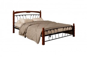 Кровать "Муза 1" КМД10 Черная (1600*2000) (ножки-махагон) с коваными изделиями в Серове - serov.ok-mebel.com | фото 1