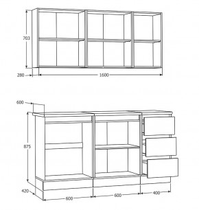 Кухня Хилтон 1.6 м (Белый текстурный/Дуб Вотан) в Серове - serov.ok-mebel.com | фото 3