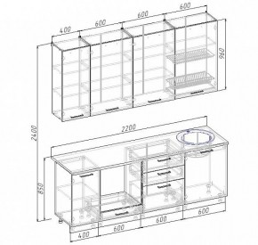 Кухонный гарнитур Антрацит 2200 (Стол. 26мм) в Серове - serov.ok-mebel.com | фото 3