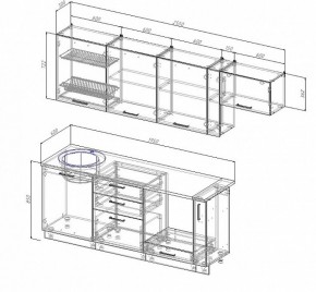 Кухонный гарнитур Антрацит 2550 (Стол. 26мм) в Серове - serov.ok-mebel.com | фото 2