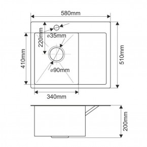 Мойка HD5851L MELANA ProfLine 3,0/200 САТИН врезная прямоугольная с коландером HD5851L в Серове - serov.ok-mebel.com | фото 2