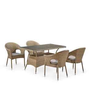Обеденный комплект плетеной мебели T198B/Y79B-W56 Light Brown (4+1) в Серове - serov.ok-mebel.com | фото