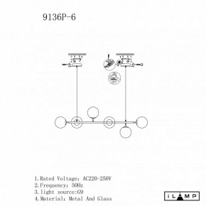 Подвесная люстра iLamp Golden 9136P/6 BK-WH в Серове - serov.ok-mebel.com | фото 3