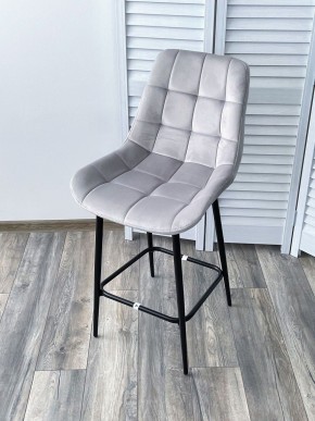 Полубарный стул ХОФМАН, цвет H-09 Светло-серый, велюр / черный каркас H=63cm М-City в Серове - serov.ok-mebel.com | фото 4
