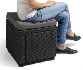 Пуфик Куб с подушкой (Cube with cushion) коричневый - серо-бежевый* в Серове - serov.ok-mebel.com | фото 2