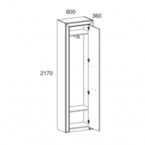 Шкаф 1DW, OLIVIA, цвет вудлайн крем/дуб анкона в Серове - serov.ok-mebel.com | фото 2