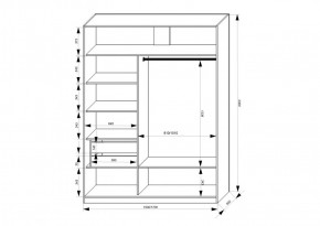 Шкаф-купе 1500 серии NEW CLASSIC K2+K2+B2+PL2(2 ящика+1 штанга+1 полка) профиль «Капучино» в Серове - serov.ok-mebel.com | фото 3