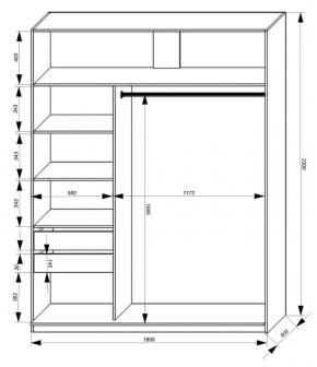 Шкаф-купе 1800 серии SOFT D1+D3+B2+PL1 (2 ящика+1штанга) профиль «Графит» в Серове - serov.ok-mebel.com | фото 3