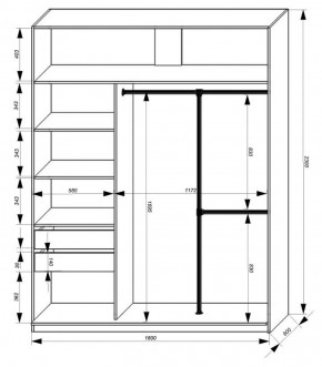 Шкаф-купе 1800 серии SOFT D8+D2+B2+PL4 (2 ящика+F обр.штанга) профиль «Графит» в Серове - serov.ok-mebel.com | фото 3