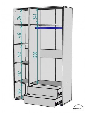 Шкаф Linnea MHR-3-2 2050х1200х510 (Графит-М 11.1.25) в Серове - serov.ok-mebel.com | фото 3