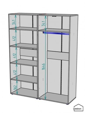 Шкаф Linnea MHR-4-1 2050х1600х510 (Графит-М 11.1.25) в Серове - serov.ok-mebel.com | фото 3