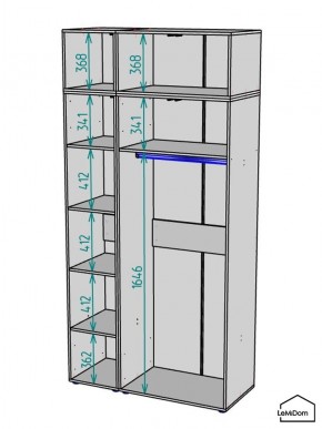 Шкаф с антресолью Linnea MHR-3A-1 2450х1200х510 (Графит-М 11.1.25) в Серове - serov.ok-mebel.com | фото 3